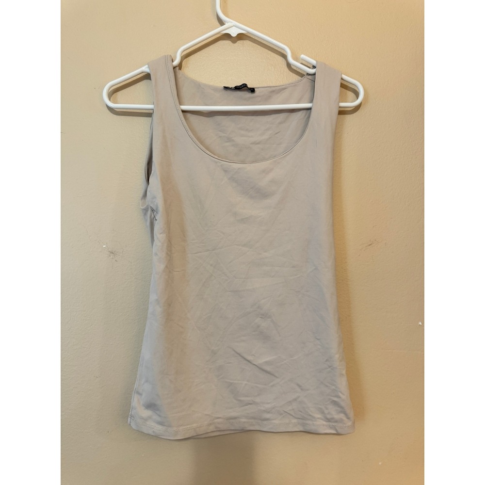 Zara Tan Beige Double Lined Scoop Neck Tank Top Basic Minimalist Size M